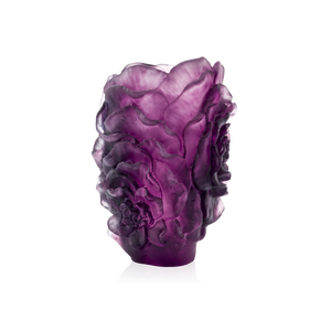 DAUM France Pate De Verre Cameila Small Violet Crystal Art Glass Vase