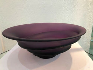 DAUM France Pate De Verre Tulip Art Glass Bowl Violet Sand Limited Edition