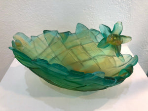 DAUM France Pate De Verre Tulip Art Glass Medium Tressage Bowl Numbered Edition