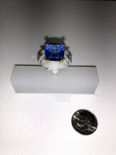 Load image into Gallery viewer, Sterling Silver Unique Zirconia Sapphire Tanzanite Tone Ring Rhodium Size 8
