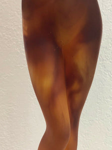 DAUM France Pate De Verre Art Glass Figurine Femme Au Chandail Lady Amber