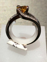 Load image into Gallery viewer, Unique 14k White Gold Yellow Sapphire And Diamonds Ring
