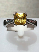 Load image into Gallery viewer, Unique 14k White Gold Yellow Citrine Ring

