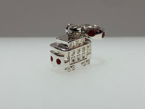 Local Beads Silver Cable Car Dangle for Charm Bracelet Red
