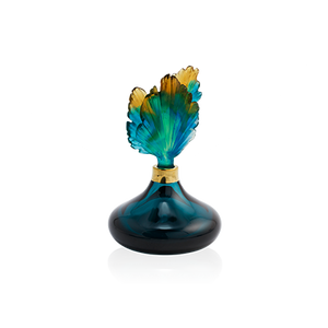 DAUM Pate De Verre Glass Crystal Blue Green Amber Perfume Bottle Peacock
