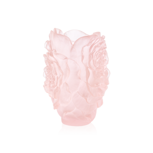 DAUM France Pate De Verre Cameila Small Rose Crystal Art Glass Vase
