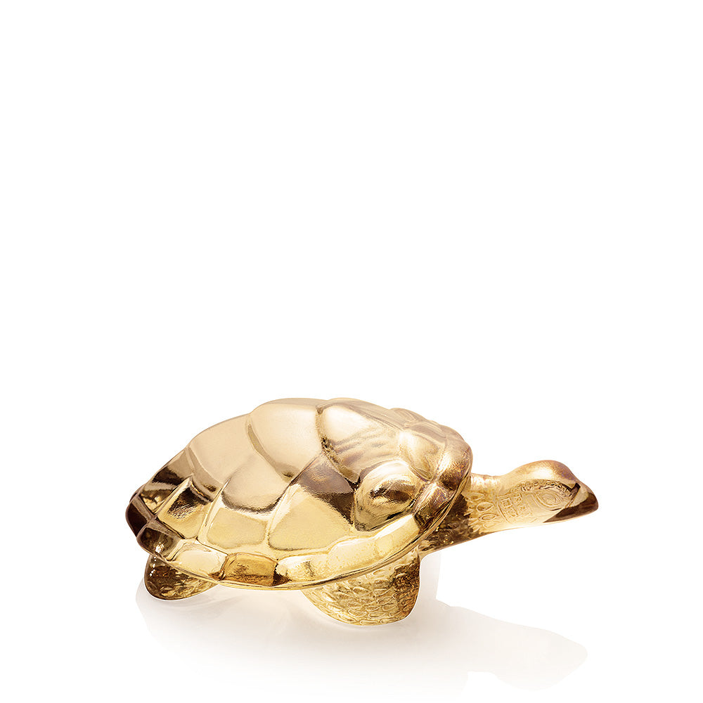 Lalique Crystal Turtle Tortoise Gold Luster