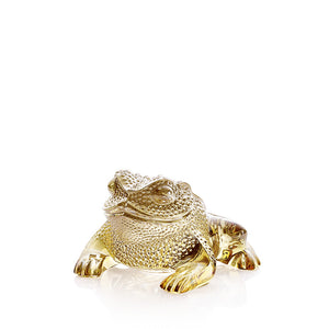 Lalique Crystal Gregoire Toad Frog Gold Luster