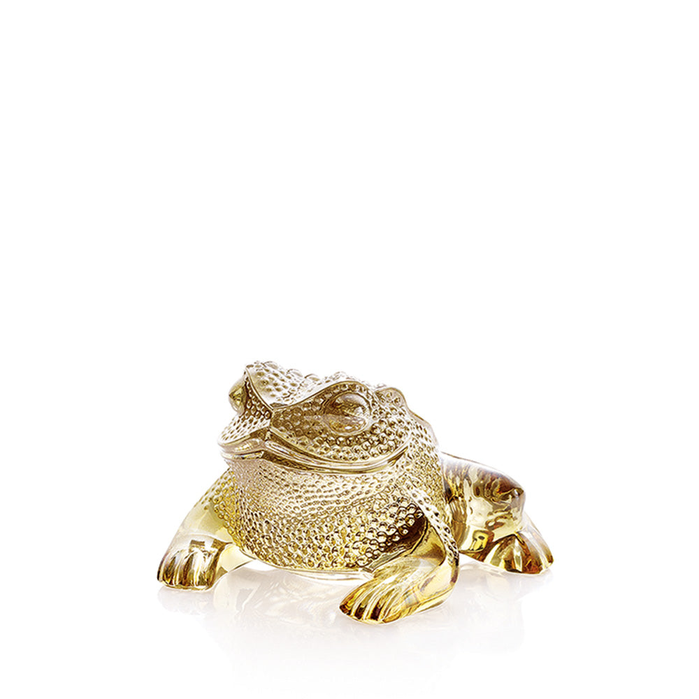 Lalique Crystal Gregoire Toad Frog Gold Luster