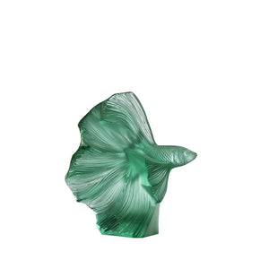 Lalique Crystal Fish Poisson Green Fighting 10672600