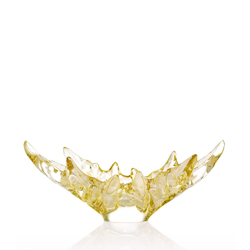 Lalique Crystal Champs-Elysees Bowl Gold Luster Leaf
