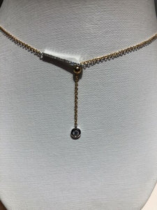 Unique One-of-a-kind 14k Yellow White Gold Diamond Pendant Necklace