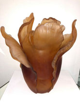 Load image into Gallery viewer, DAUM France Pate De Verre Tulip Art Glass Vase Amber
