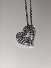 Load image into Gallery viewer, Sterling Silver Unique Zirconia Zircon Clear Heart Rhodium Pendant With Chain
