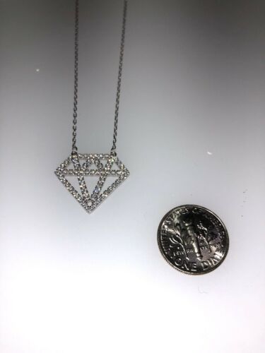 Sterling Silver Unique Zirconia Rhodium Pendant Chain