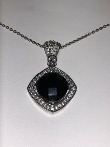 Sterling Silver Unique Zirconia Zircon Design Pendant Rhodium Plate With Chain