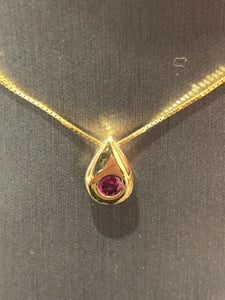 Unique 14k Yellow Gold Jewelry Pendant Slide Ruby