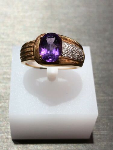 Unique 14k Yellow Gold Amethyst Ring