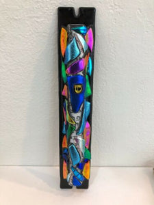 Art Glass Mezuzah Unique Door Jewish Hang Symbol 10”