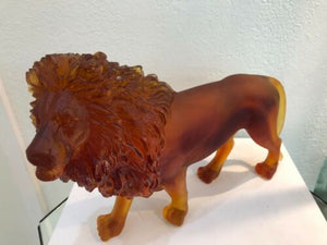 DAUM France Pate De Verre Art Glass Figurine Lion Limited Edition