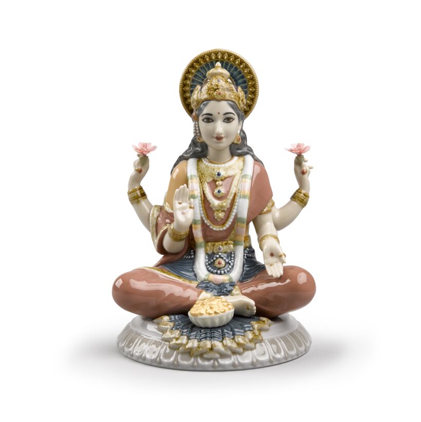 Lladro Goddess Sri Lakshmi Indian Figurine