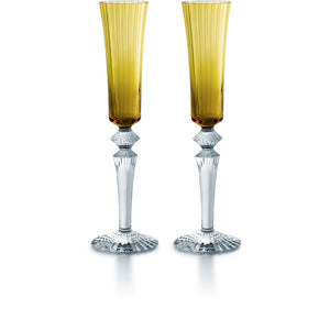 Baccarat Mille Nuits Fluitissimo Champagne Flutes Amber