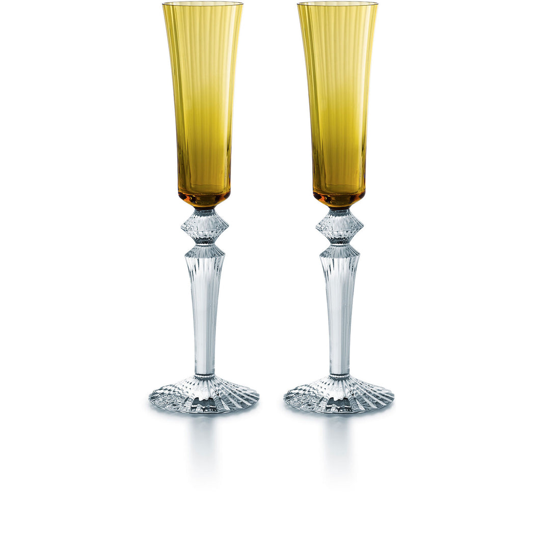 Baccarat Mille Nuits Fluitissimo Champagne Flutes Amber