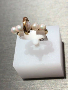 Unique 14k Yellow Gold And Pearl Ring