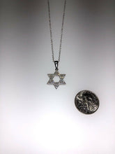 Load image into Gallery viewer, Sterling Silver Unique Star Of David Zirconia Rhodium Pendant Chain
