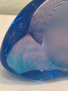 DAUM France Pate De Verre Fish Poisson Art Glass Blue Mauve