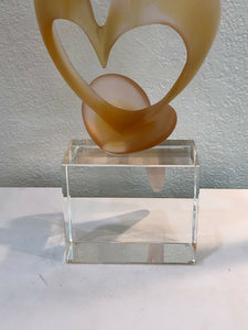 DAUM France Pate De Verre Art Glass Figurine Coeurs Hearts Limited Edition