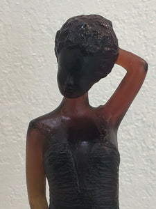 DAUM France Pate De Verre Art Glass Figurine Sophie Amber Limited Edition