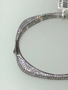 Sterling Silver Unique Zirconia Zircon Bracelet Bangle Rhodium
