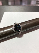 Load image into Gallery viewer, Unique 14k White Gold Mystic Rainbow Topaz Ring Diamonds
