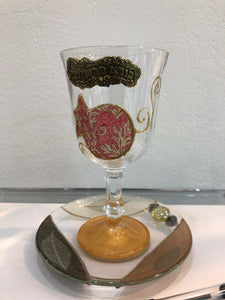 Elegant Glass Unique Kiddush Cup Wine Shabbat Jewish