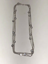 Load image into Gallery viewer, Sterling Silver Unique Zirconia Zircon Design Pendant Necklace 60” Rhodium Plate
