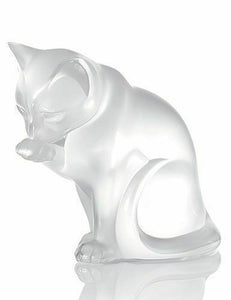 Lalique Crystal Cat Kitten Sitting Grooming BNIB 1218700
