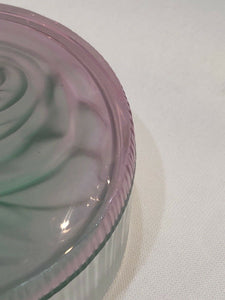 DAUM Pate De Verre Glass Green And Pink Box Rose Rare