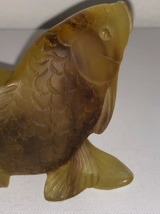 DAUM France Pate De Verre Art Glass Carps Fish Amber