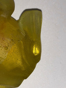 DAUM France Pate De Verre Art Glass Retired Frog Amber Green Yellow