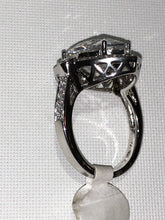 Load image into Gallery viewer, Sterling Silver Unique Zirconia Zircon Design Ring Rhodium Plate Size 6.5
