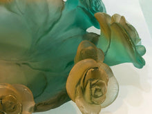 Load image into Gallery viewer, DAUM Pate De Verre Glass Green And Pink Rose Passion Bowl Numbered Edition
