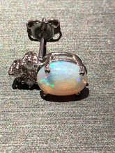 Load image into Gallery viewer, Unique 14k White Gold Diamond And Opal Earrings
