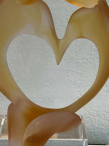 DAUM France Pate De Verre Art Glass Figurine Coeurs Hearts Limited Edition