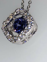 Load image into Gallery viewer, Sterling Silver Unique Zirconia Sapphire Tanzanite Tone Rhodium Pendant Chain

