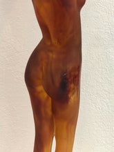 Load image into Gallery viewer, DAUM France Pate De Verre Art Glass Figurine Femme Au Chandail Lady Amber
