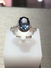 Load image into Gallery viewer, Unique 14k White Gold Diamond And Synthetic Tanzanite Ring
