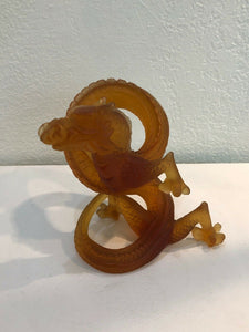DAUM France Pate De Verre Art Glass Figurine Dragon Amber Numbered Edition NO BOX