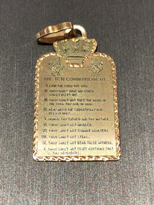 Vintage 14k Yellow Gold Ten Commandments Charm Pendant