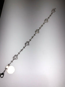 Authentic Sterling Silver Unique Zirconia Hearts Bracelet Bangle Rhodium